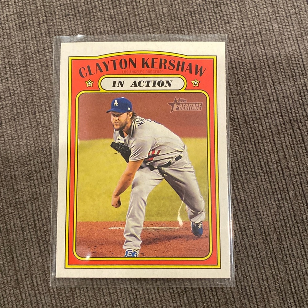2021 Clayton Kershaw Topps Heritage In Action Baseball Card  los angeles dodgers